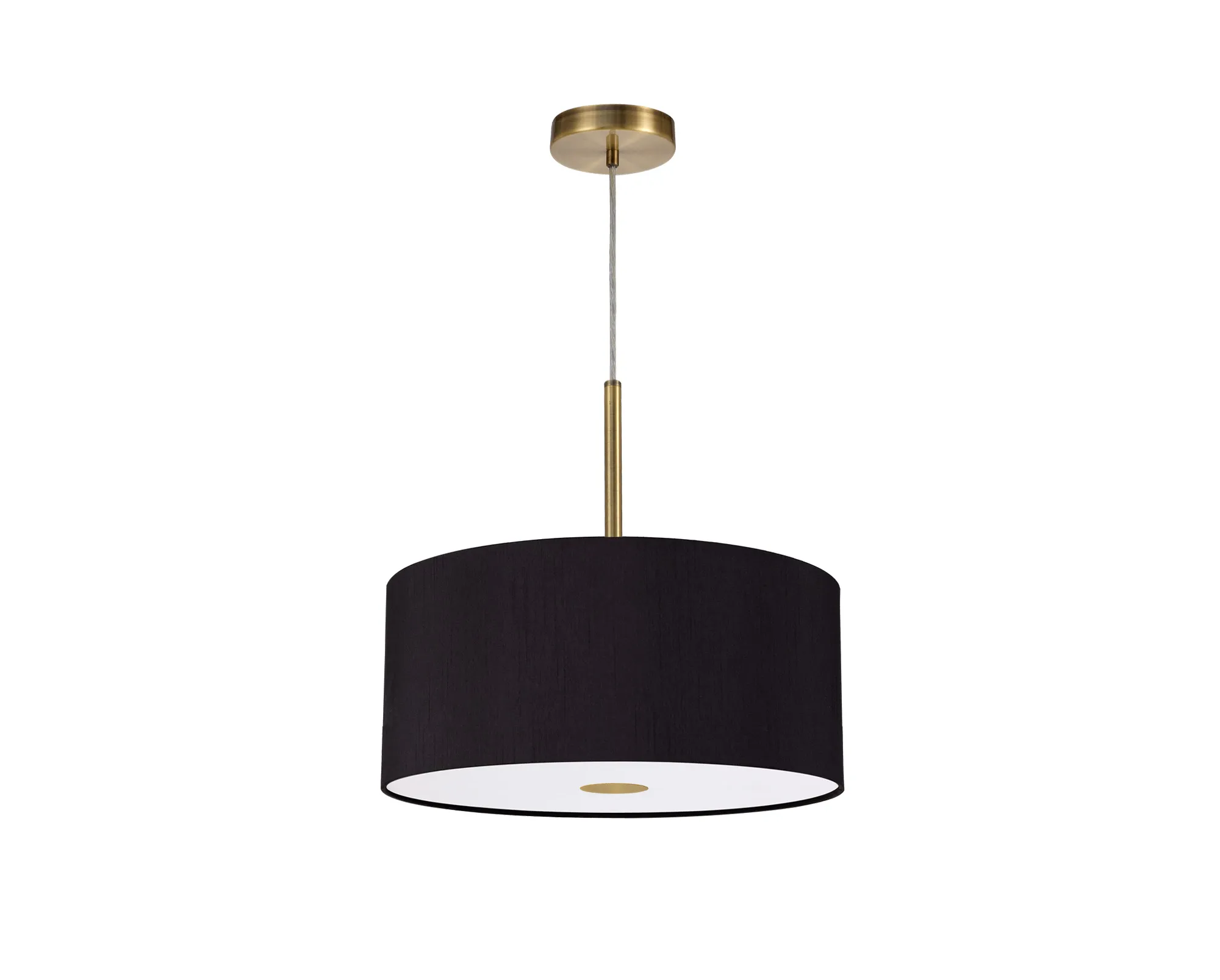 Baymont 40cm Pendant 1 Light Antique Brass, Midnight Black/Green Olive, Frosted Diffuser DK0219  Deco Baymont AB BL/GR